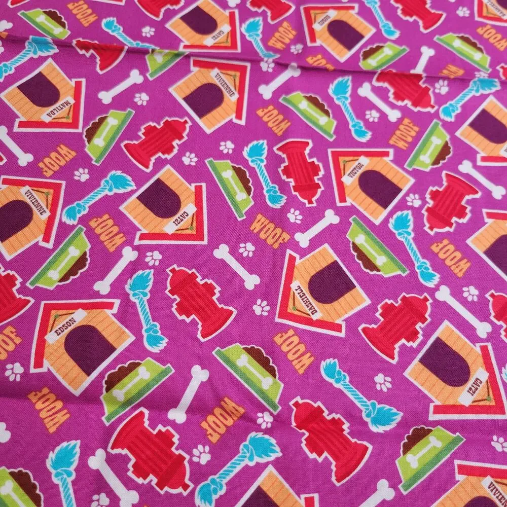 Dog Print Cotton Fabric 1yd x44